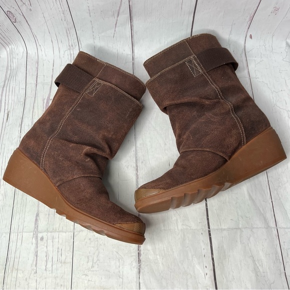 Sorel Womens 8 Brown Suede Toronto Wedge Midcalf Waterproof Boots NL2117-248 - Picture 7 of 13